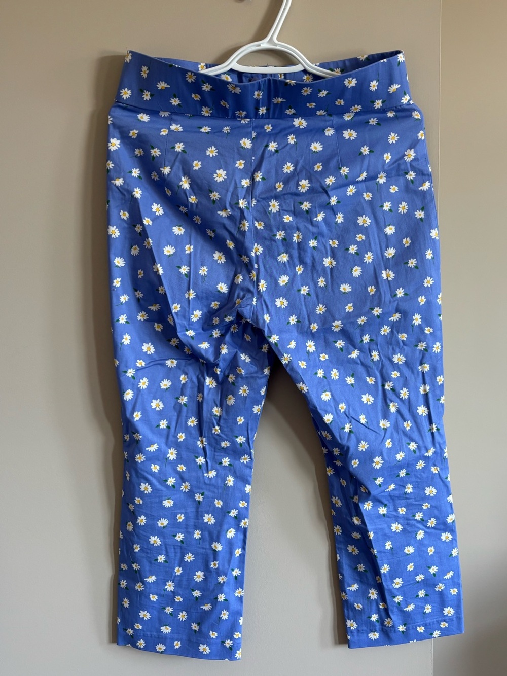 ZARA Blue Floral Slim Flare Cotton Pants NWOT - Picture 3 of 7